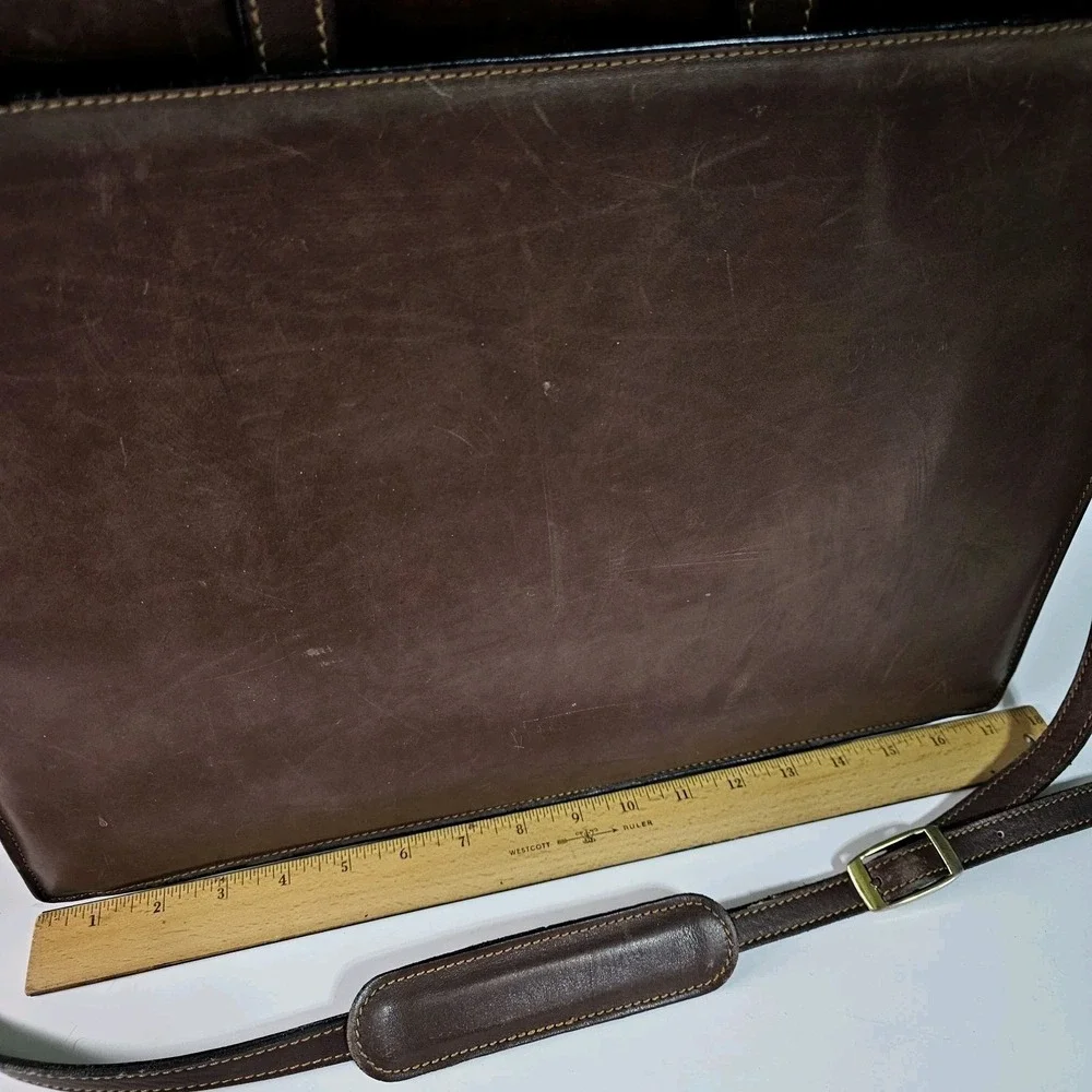 Joseph Daniel Belting Leather Briefcase Single Gusset Retractable Handles USA
